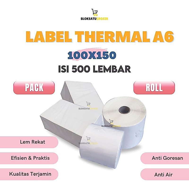 kertas thermal | kertas thermal 100x150 | thermal 100 x 150 500pcs | kertas resi 100x150 - label res