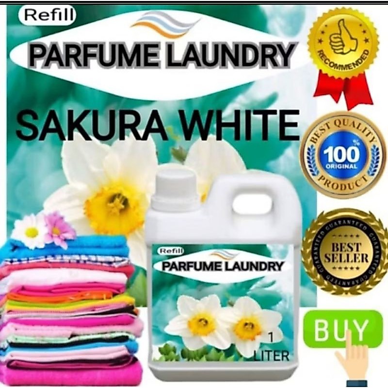 Parfum Laundry 1 liter Parfum Baju pewangi pelicin setrika Aroma SAKURA WHITE Hemat dan berkualitas 