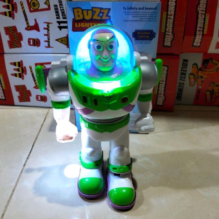 Best Seller Mainan Robot toy story buzz-Ironman-Spiderman-Captain Amerika bisa jalan lampu dan musik