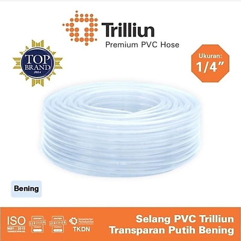 1 roll Selang Air 1/4 inch Transparan , selang waterpass , selang bening trilliun 100 meter