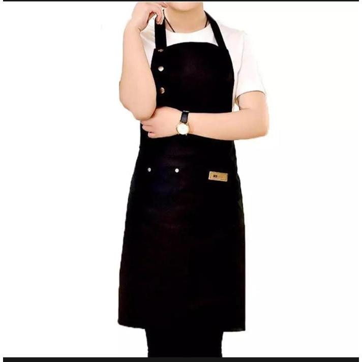 terkini  Apron Custom Celemek Masak Dapur Anti Air Pria Wanita Dewasa - Hitamterter