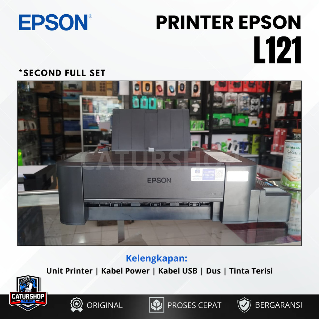 PRINTER EPSON L121 BEKAS (SECOND) | UNIT PRINTER | KABEL POWER | KABEL USB | TINTA TERISI | NORMAL S