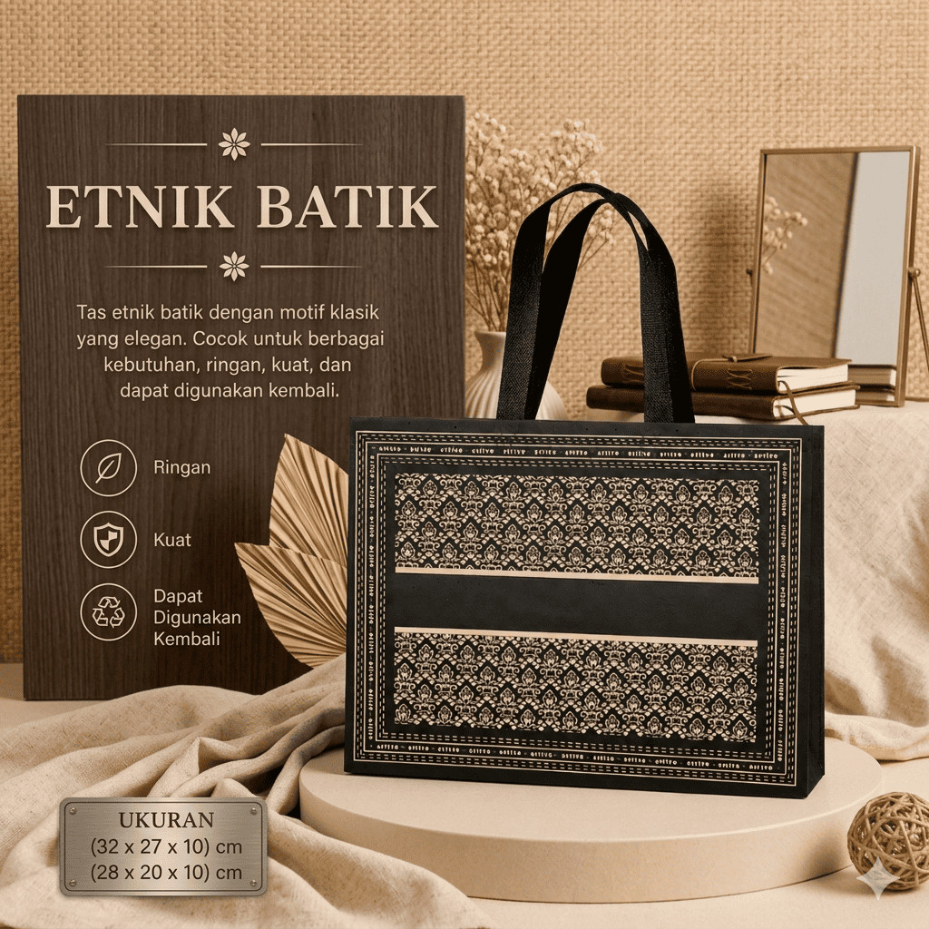 Goodie Bag Spunbond Batik Etnik Klasik Mewah / Tas Souvenir Hajatan Syukuran Pernikahan Pengajian Mu