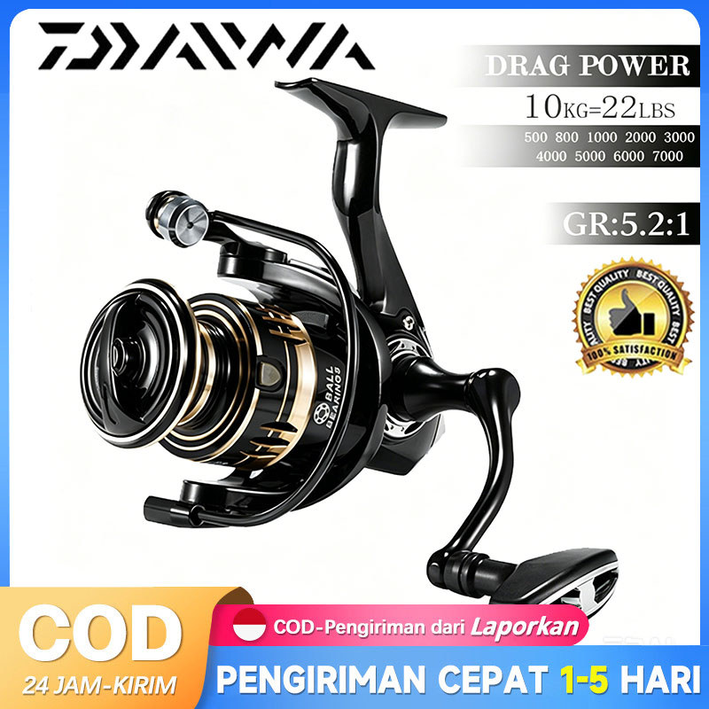 COD Ratio 5.2:1 Asli Besi Fishing Reel MG1000-7000 MAX Drag 10kg Spinning Casting Rod Reel, Mesin Pa