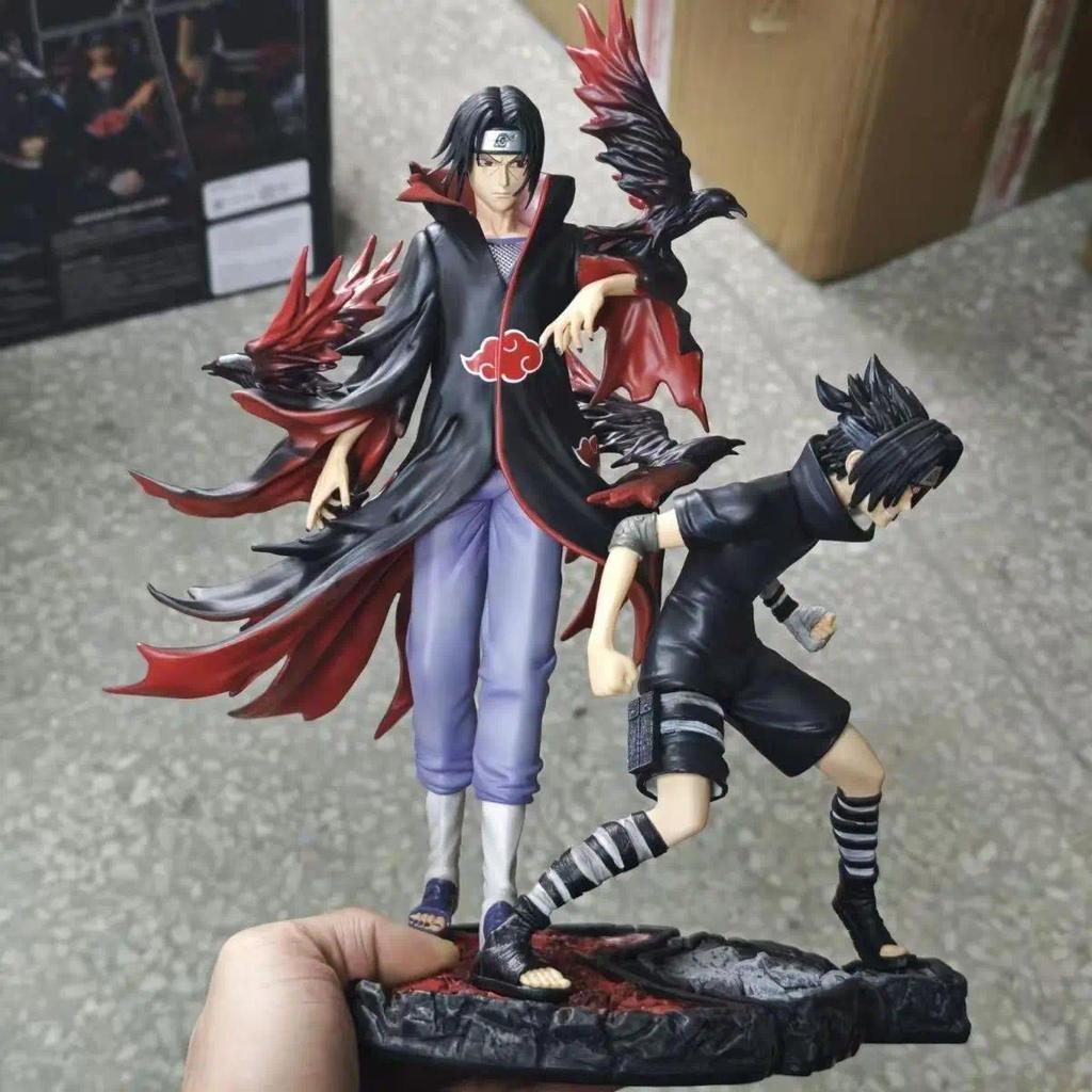 Naruto Anime Model Statue 32cm GK Collect Peripheral Toy Itachi Uchiha Sasuke Uchiha Action Cartoon