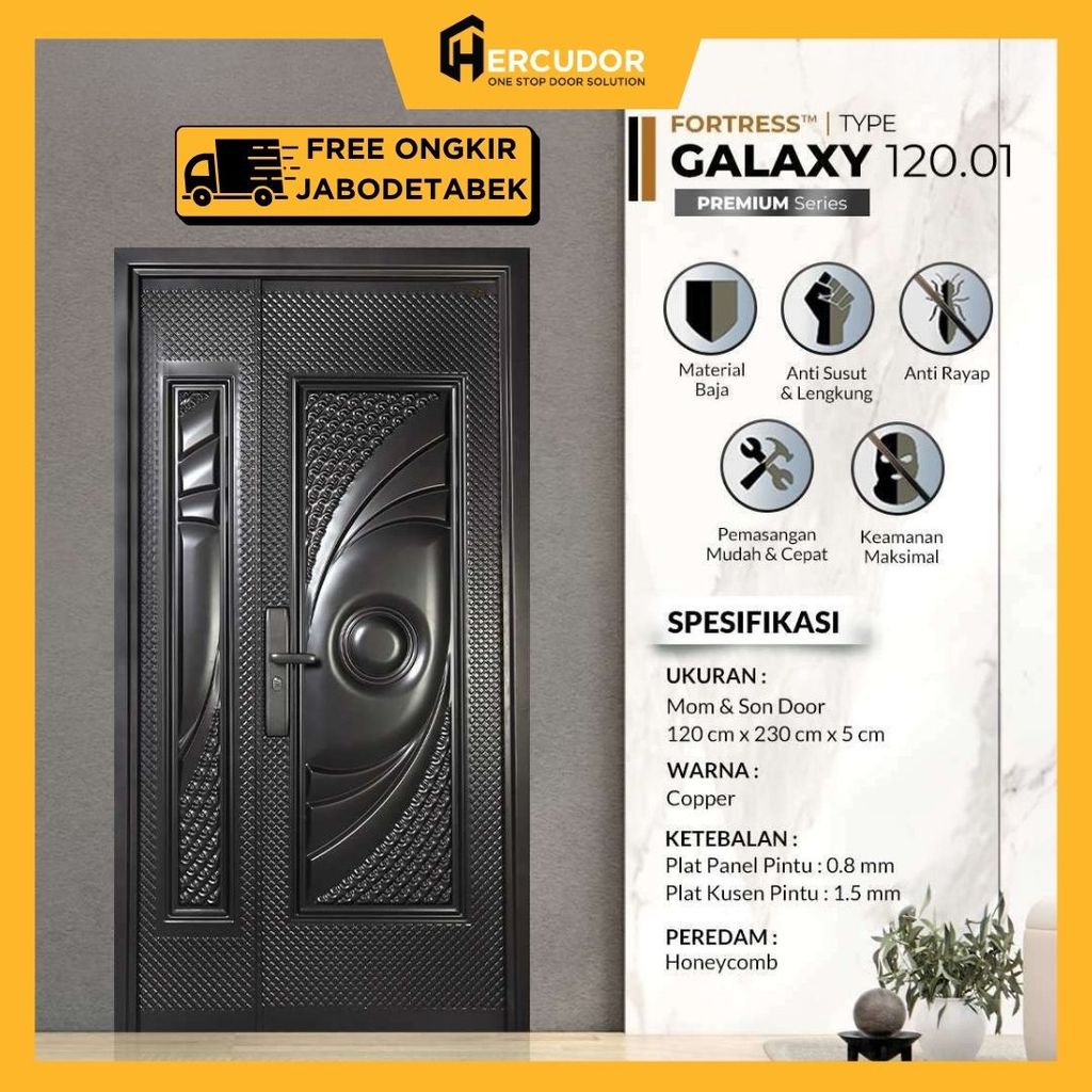 FORTRESS GALAXY MS - Pintu Utama Baja Luxury Fortress GALAXY Mother and Son 120x230