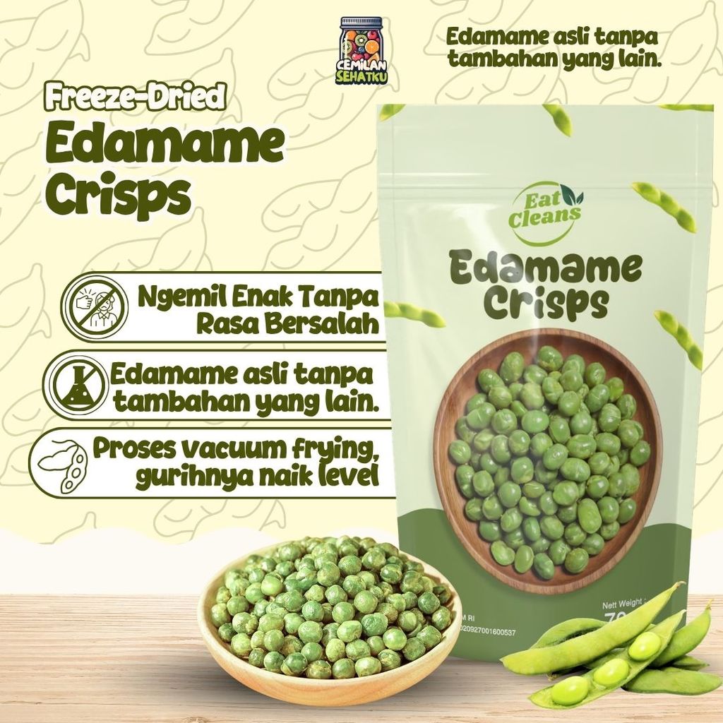 Snack Pouch Edamame 70gr Krispi - Snack Sehat Edamame Crispy - Camilan Edamame Makanan Diet Sehat Sn