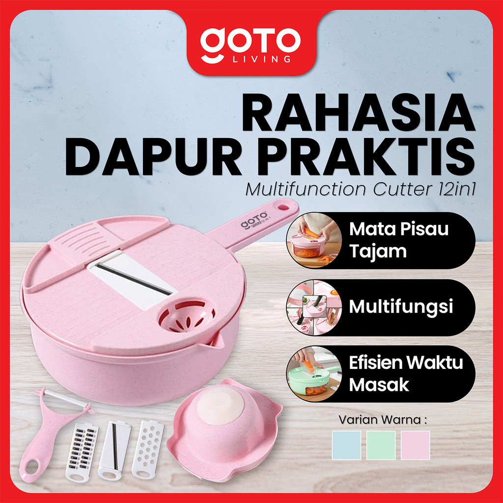 Goto Posa 12 in 1 Multifunction Cutter Peeler Pemotong Sayur Buah Parutan Serbaguna