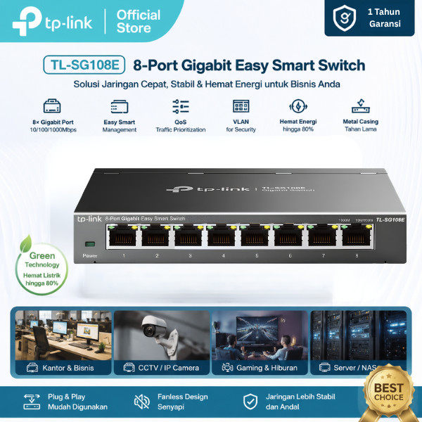 TP-Link TL-SG108E Gigabit Easy Smart Switch 8 Port LAN Hub Metal Gigabit