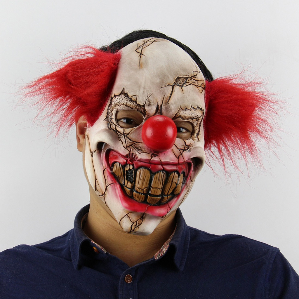 TOL-20 topeng latex karet full head kepala badut seram scary clown tertawa laughing dewasa halloween