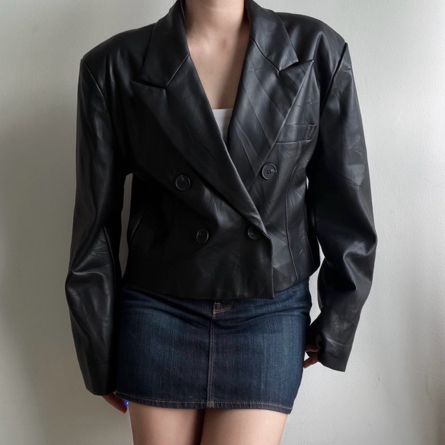 vintage leather crop jacket