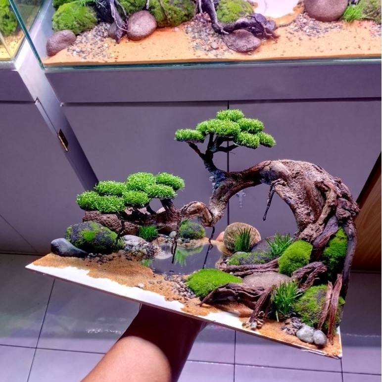 Bonsai Aquascape Tanaman Sintetis Ukuran 30cm Siap Pakai