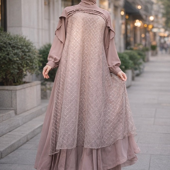 Naura Dress / Gamis pink luxury by Naura / Dress Naura premium / Gamis mewah Naura / Naura Pink