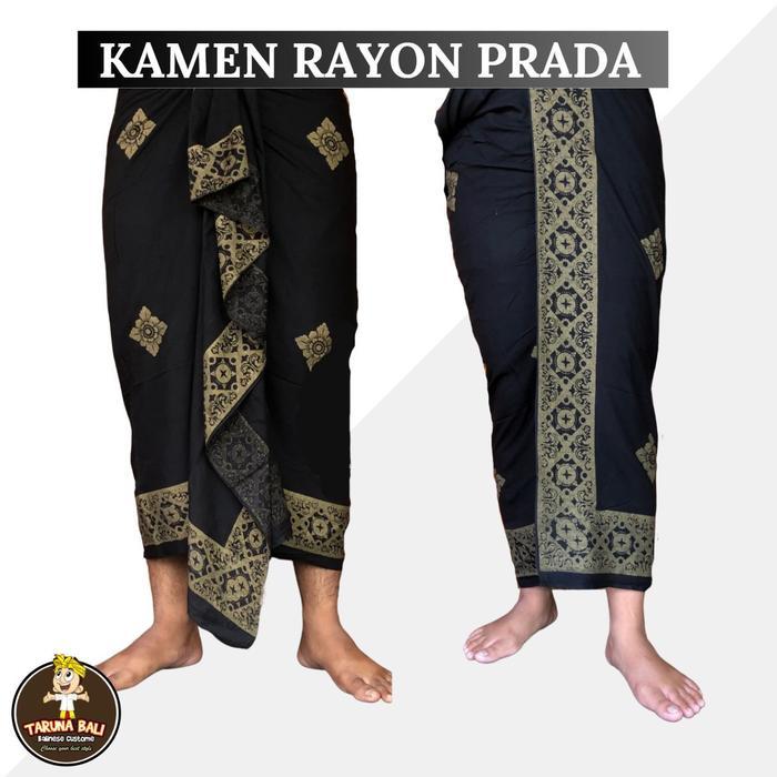 Promo Best Kamen Rayon Prada Hitam / Kain Kamen Bali / Kain Rayon Lembaran Bali