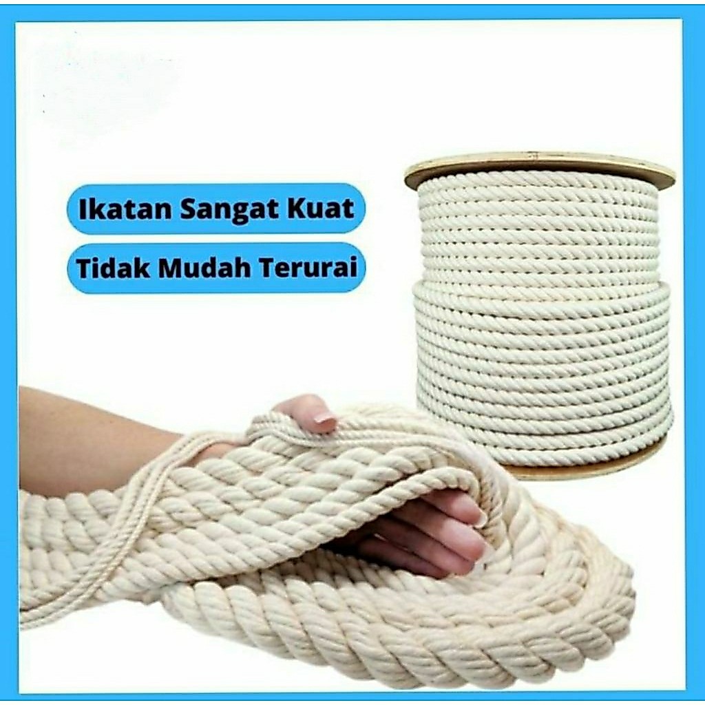 Tali Tambang Katun Kecil 3MM 5MM 6MM Asli Tali Katun 100%/Tali Tas