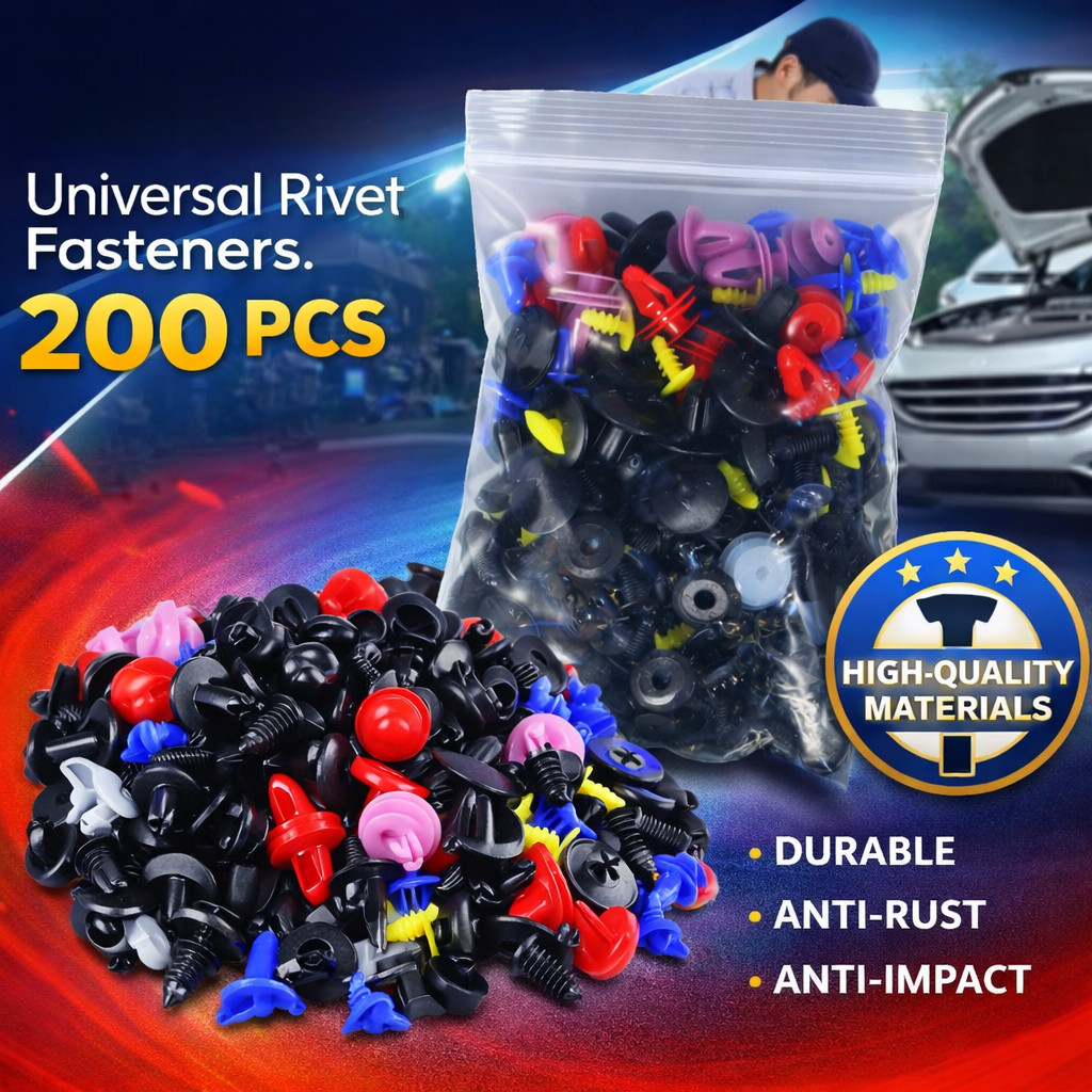 Baut Rivet Mobil Universal Plastik 200 Pcs / Baut Dashboard Mobil