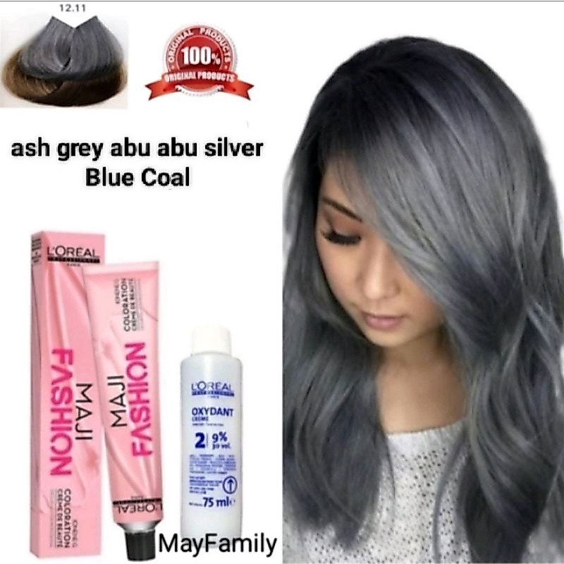 Cat rambut loreal majifashion 12.11 blue coal ash grey
