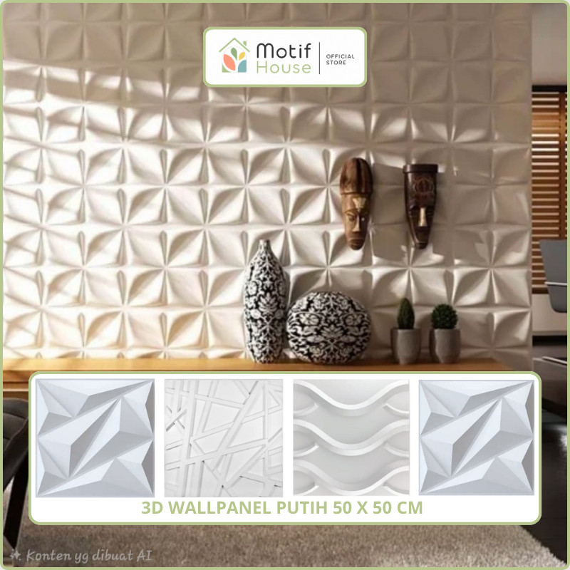 3D Wallpanel Dinding PVC 50x50 cm Solid Wallpaper Dinding Dekorasi Premium Wall Panel Estetik Klinik
