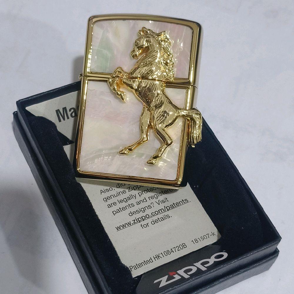 ZIPPO WINNING HORSE PINK WHITE ORIGINAL