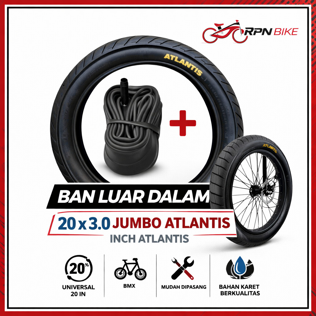Ban Luar dalam BMX ATLANTIS 20 X 3.0 JUMBO sepeda 20 in