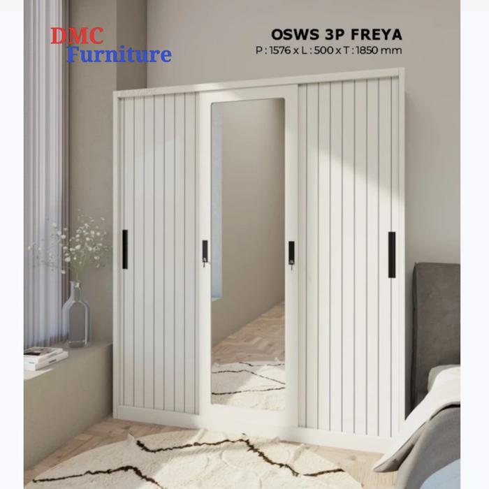 Lemari Baju/ Pakaian 3 Pintu sliding plat besi bandung