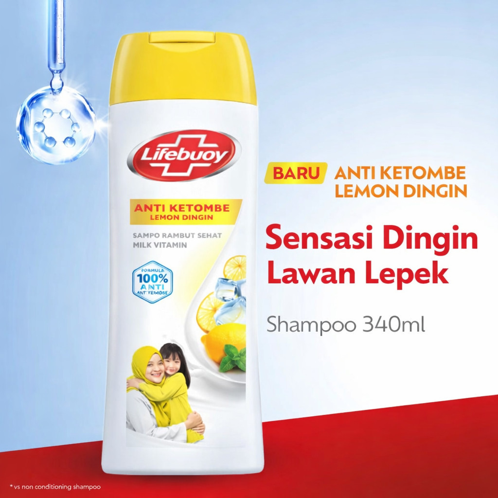 Lifebuoy Shampoo Anti Ketombe Lemon Dingin 340ml - Rambut Sehat