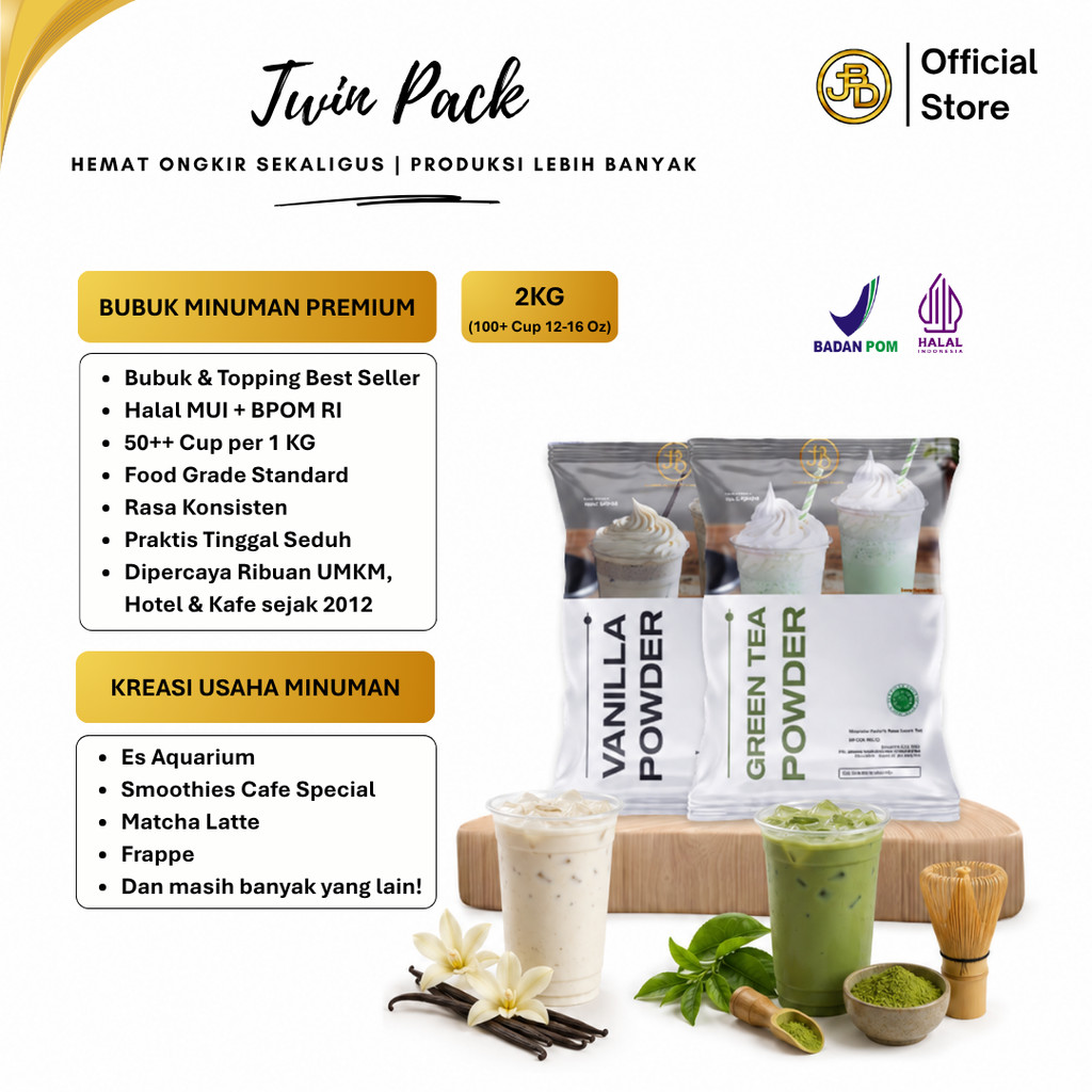[BUNDLE] Bubuk Minuman 1Kg & 500Gr x2 Beda Rasa – Diversifikasi Menu Usaha Minuman Kekinian | JBD BP