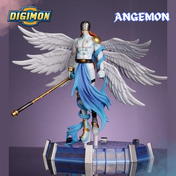 Statue Action Figure Digimon Angemon & Angewomon Moon Studio Design Recast with LED