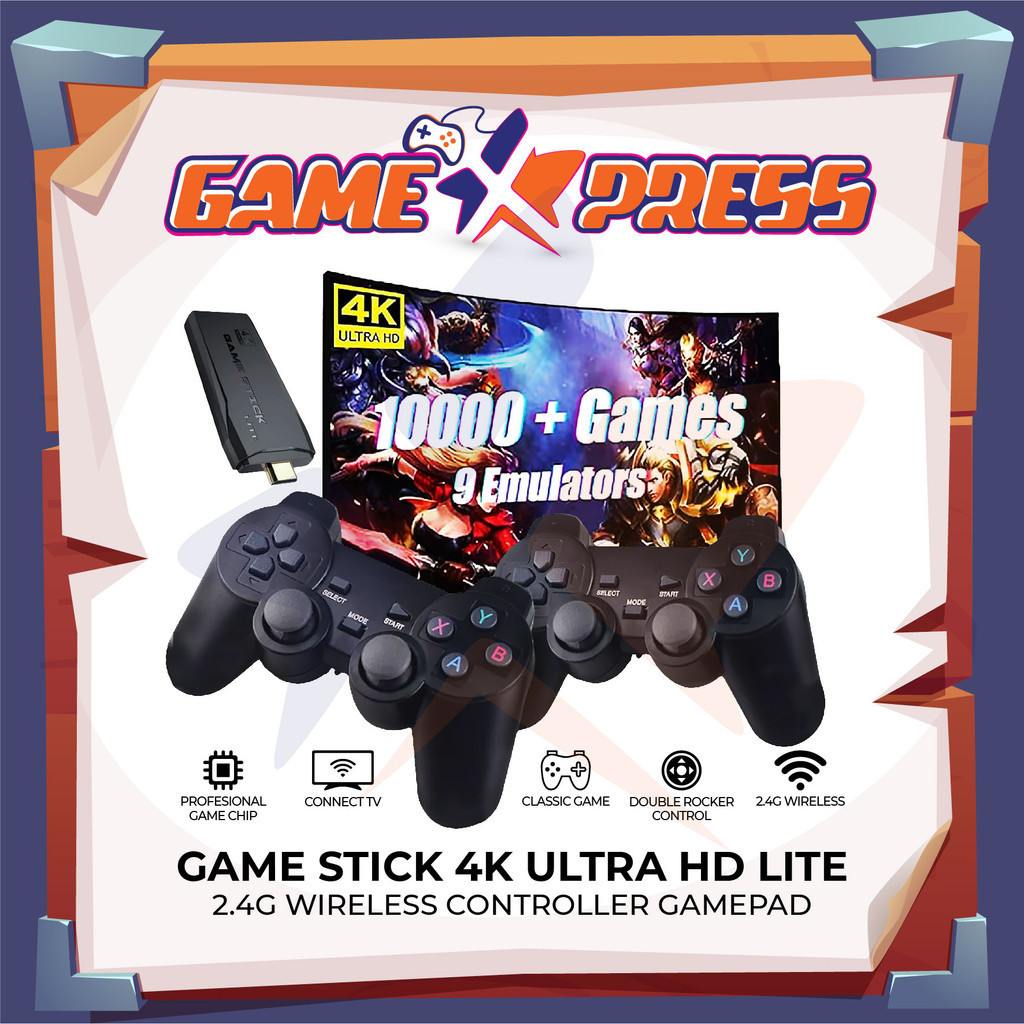 GAME STICK M8 10.000+ Games Portable Console Gamebox Wireless Controller BERGARANSI - GameXpress