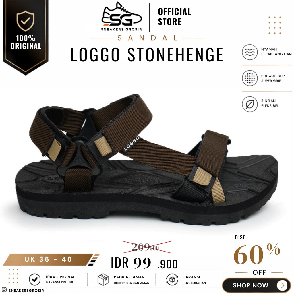 Sandal Gunung Loggo Stonehenge Series - Sandal gunung unisex Coffe size 34 - 43