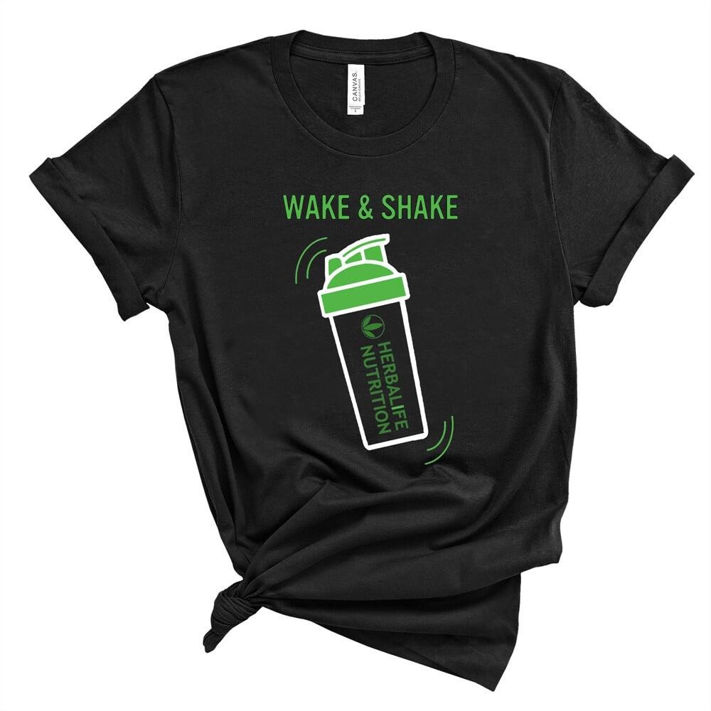 Wake & Shake Herbalife kaus nutrisi wanita, atasan kasual Herbalife ukuran besar Harajuku