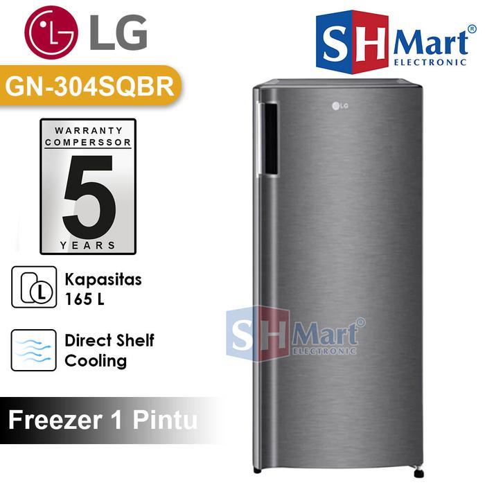 KULKAS FREEZER LG 6 RAK KAPASITAS 165 LITER GN-INV304SL / GN-INV304BK INVERTER TEMPERED GLASS GARANS