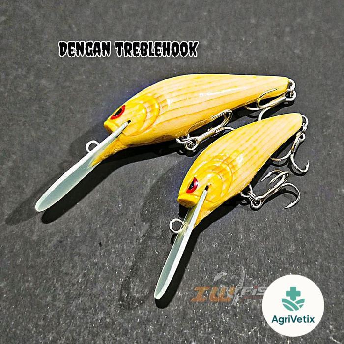 Lure minow deep floating panjang 5 cm dan 6 cm bahan kayu warna natural umpan pancing casting hampal