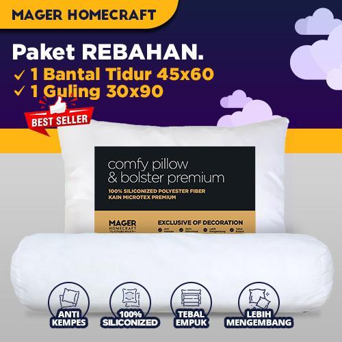 Paket 1 Bantal Tidur & 1 Guling Silicon 100% Grade A - MH hotel premium - PAKET REBAHAN