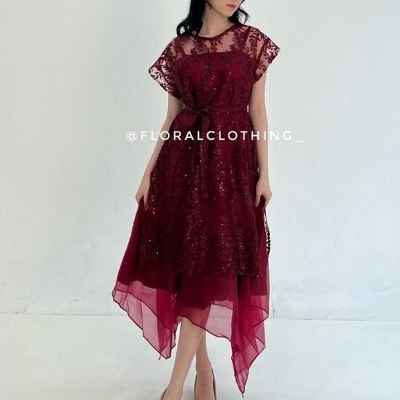 Gratong F351 Dress Wanita Kondangan Bridesmaid Pesta Mewah Bahan Premium