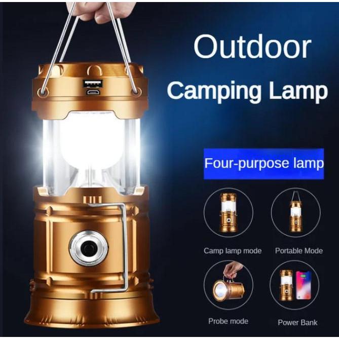 Lampu Emergency LED Lentera Gantung Senter Camping Tenaga Solar Surya 6 LED Super Terang 2000mAh Hem