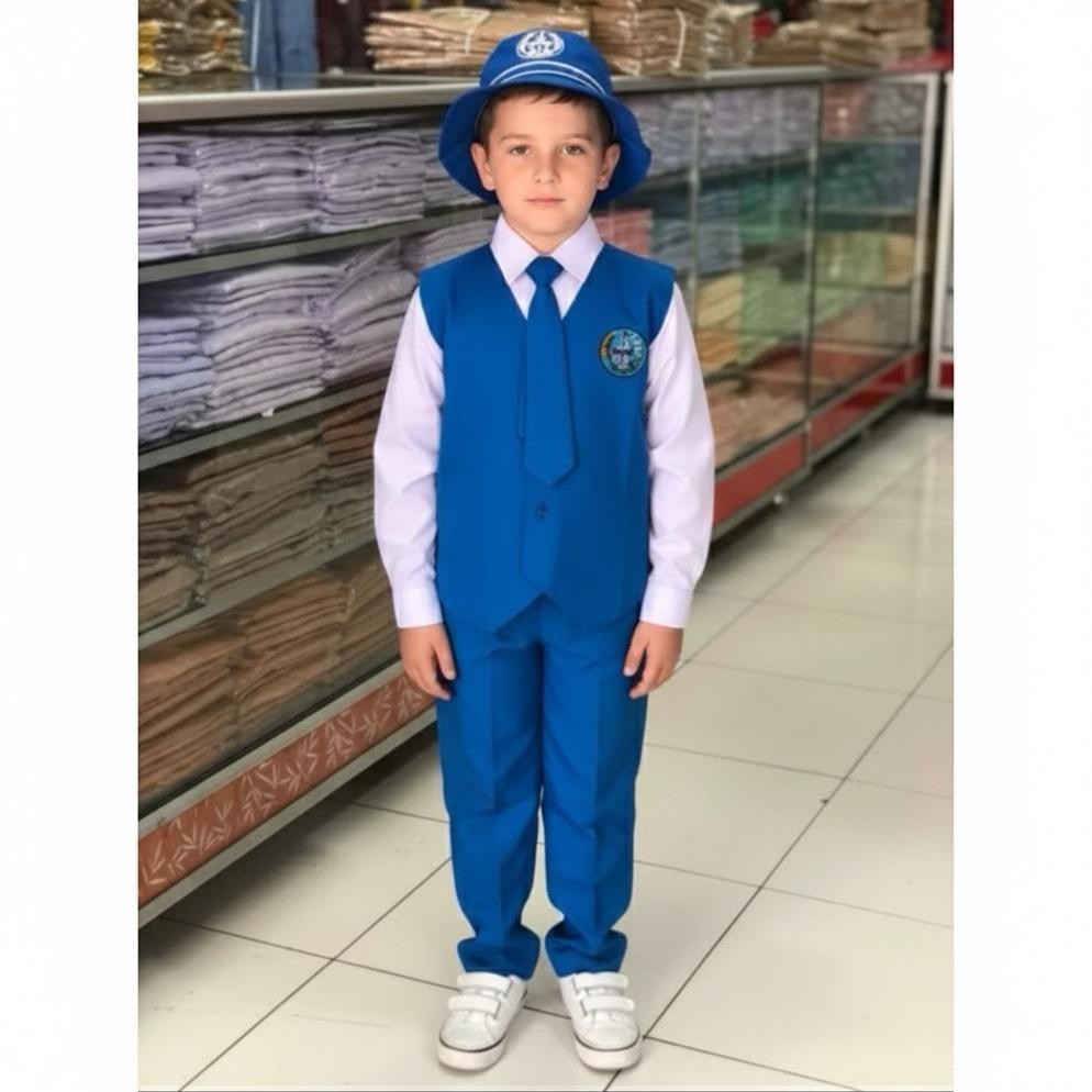Diskon Baju Tk Anak Laki-Laki Biru Putih Rompi Pisah