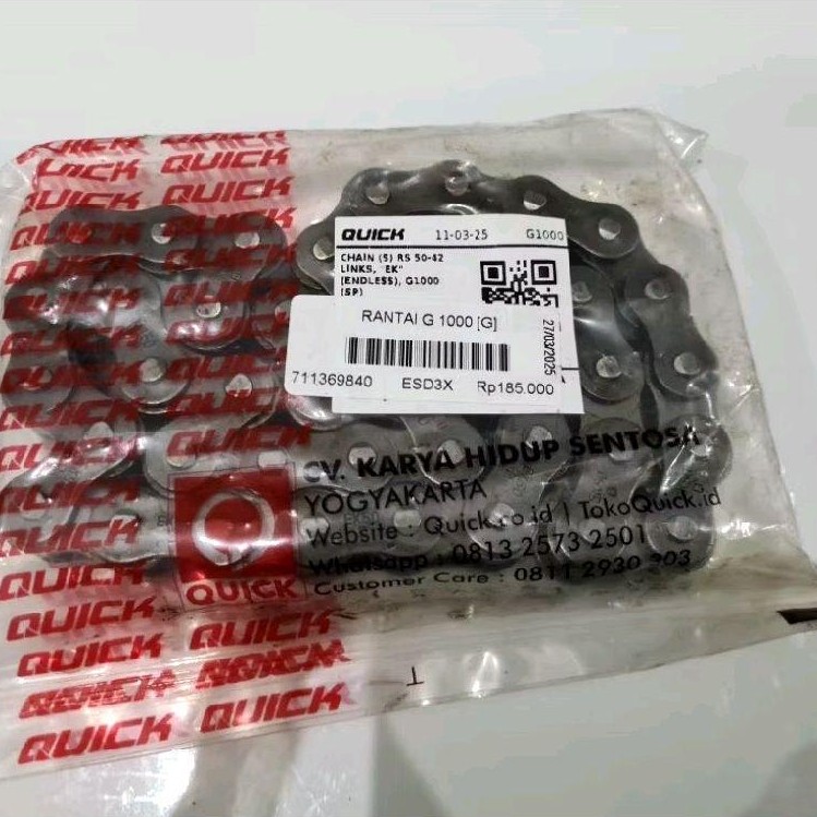 Chain Traktor G1000 Quick / Rantai Traktor G1000 Quick RS 50-42 Links Mata Asli