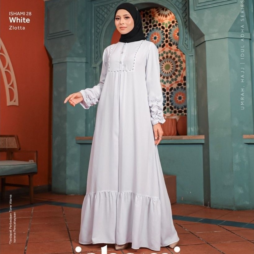 ETHICA ISHAMI 28 DRESS HITAM DRESS PUTIH TERBARU GAMIS HAJI GAMIS UMROH GAMIS HITAM POLOS GAMIS PUTI