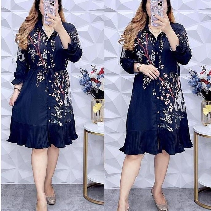 TERPOPULER 996 / 997 / 998 / 5032 DRESS TUNIK PLISKET BUNGA ADEM Wanita Dress Fashion Adem Viral Kek