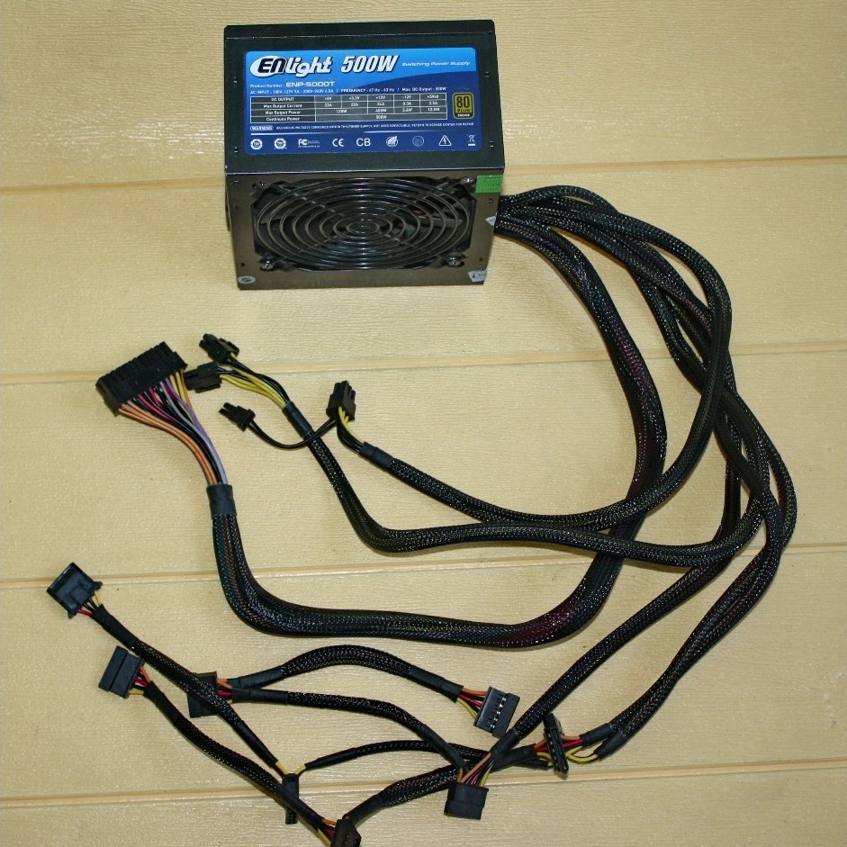 PSU PURE 500 WATT 80 PLUS BRONZE ENLIGTH ENP-500DT KABEL SLEEVE NORMAL LANCAR JAYA