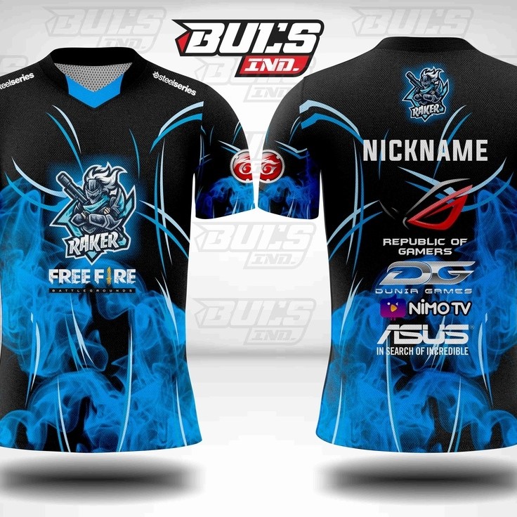 Jersey Baju Gaming FF fire Murah Nama Dan Logo