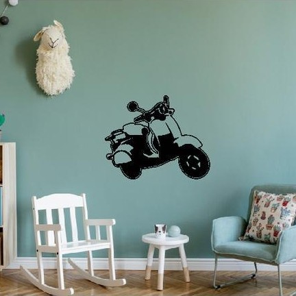 Wallstiker Motor Vespa Tua Vintage Hiasan Stiker Dinding Kamar Decor