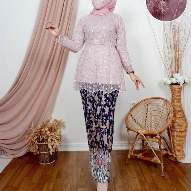 BESTPROMO Set Kebaya Modern - Baju Kebaya Wisuda - Kebaya Pesta Modern - Kebaya Wisuda Modern - Keba