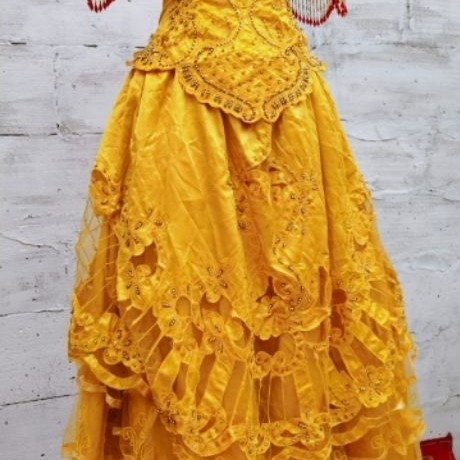 Gaun/Dress Pesta Fairy Ala Noni Belanda Kuning Payet - Prom - Pesta - Brithday - Party - Karnaval - 