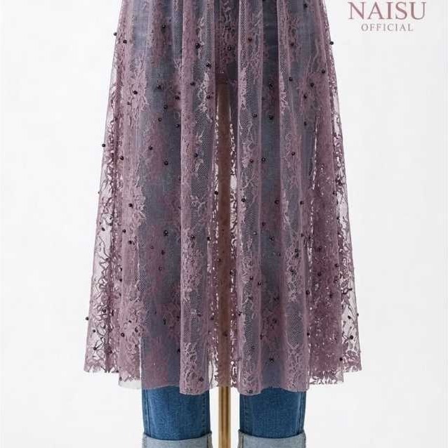 Naisu Rok wanita cover celana lace skirt elastik pinggang panjang 80cm