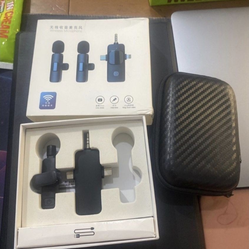 Wireless Microphone Clip-On Mic +  Receiver (Lightning & Type-C) K9 – Preloved, Free Case