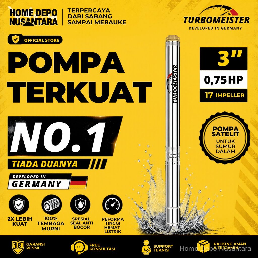 Pompa Satelit Turbomeister 3 Inch 0.75 HP - Pompa Submersible / Sibel