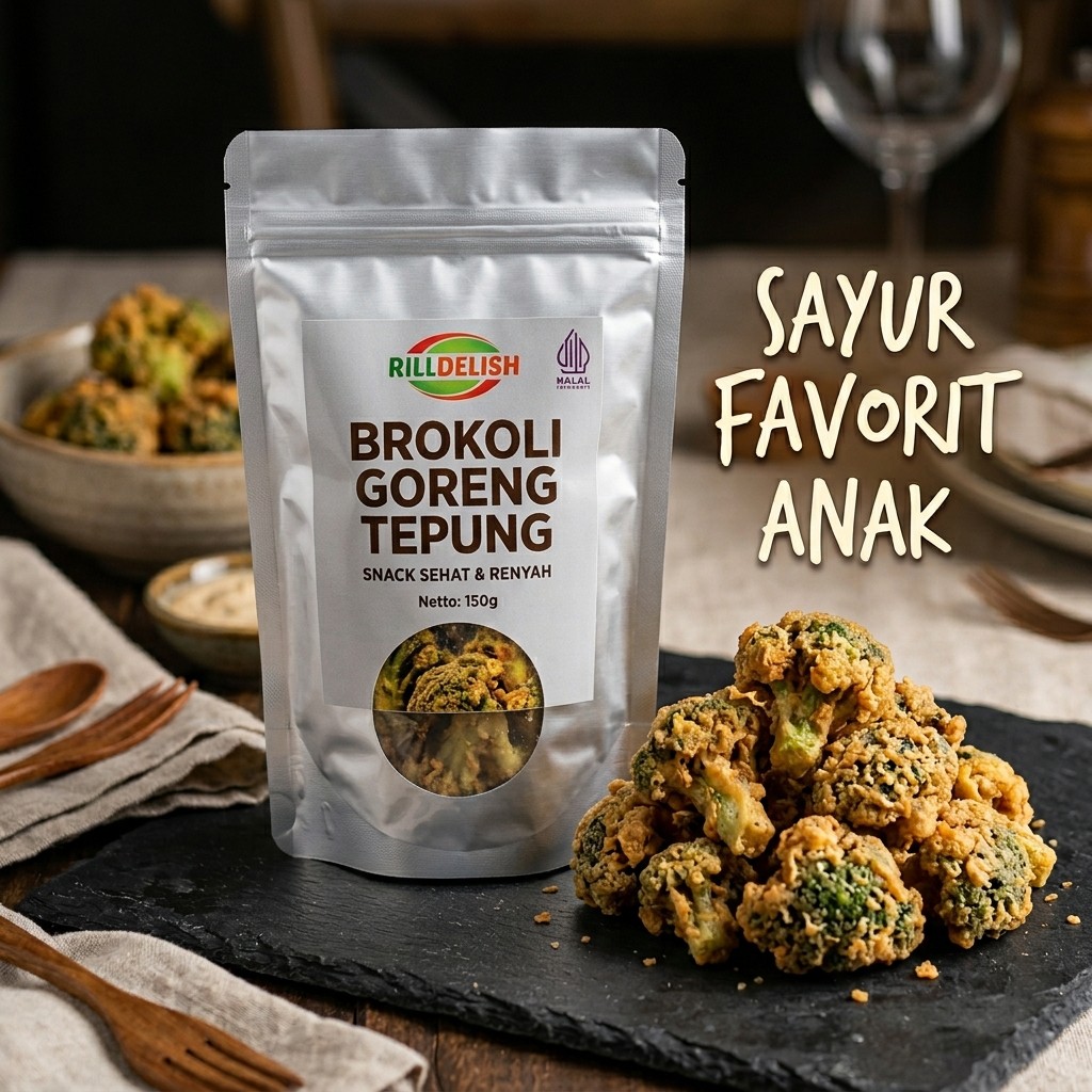 Brokoli Goreng Tepung Krispi 100gr - Keripik Sayuran Kering Snack Camilan Diet Sehat Lauk Tabur