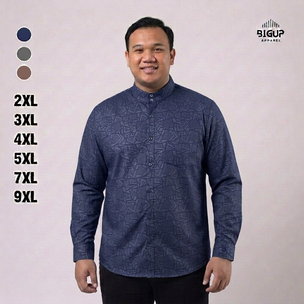 DMB Kemeja Koko Kemko Sultan Embos Tangan Panjang Jumbo Bigsize